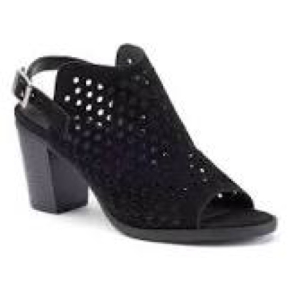 Sonoma Raelin Black Suede Block Heel Sandals Size 8.5